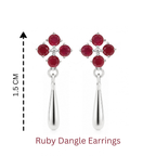 Natural Ruby Dangle Drop Earrings in 925 Sterling Silver