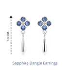 Natural Blue Sapphire Dangle Drop Earrings in 925 Sterling Silver