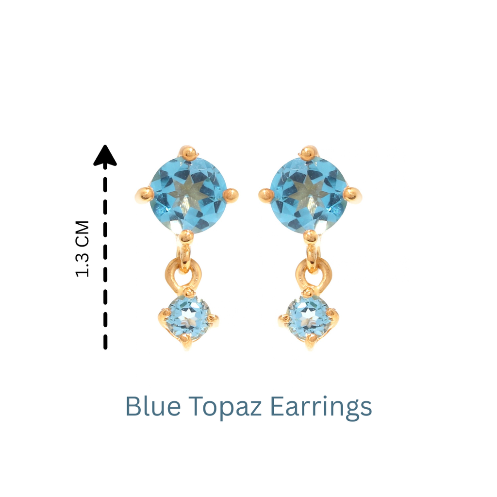Petite Blue Topaz Dangle Earrings in 18K Gold-Plated Sterling Silver