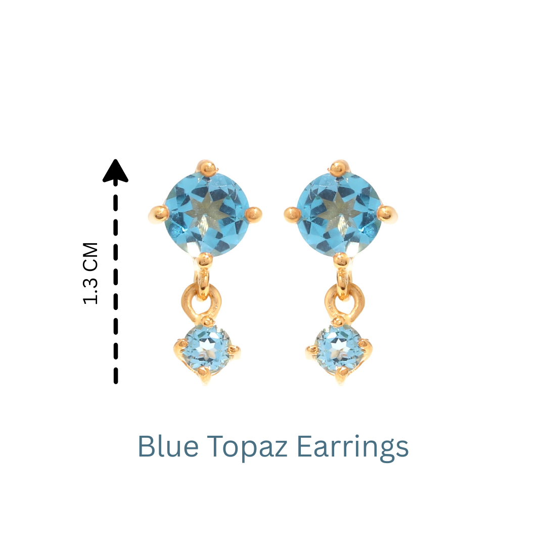 Petite Blue Topaz Dangle Earrings in 18K Gold-Plated Sterling Silver