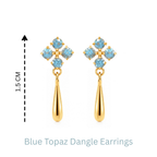 Natural Blue Topaz Dangle Drop Earrings in 18K Gold-Plated Sterling Silver