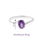 Natural Amethyst Oval Solitaire Ring in 925 Sterling Silver