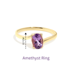 Natural Amethyst Oval Solitaire Ring in 18K Gold-Plated Sterling Silver