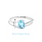 Natural Blue Topaz Oval Solitaire Ring in 925 Sterling Silver