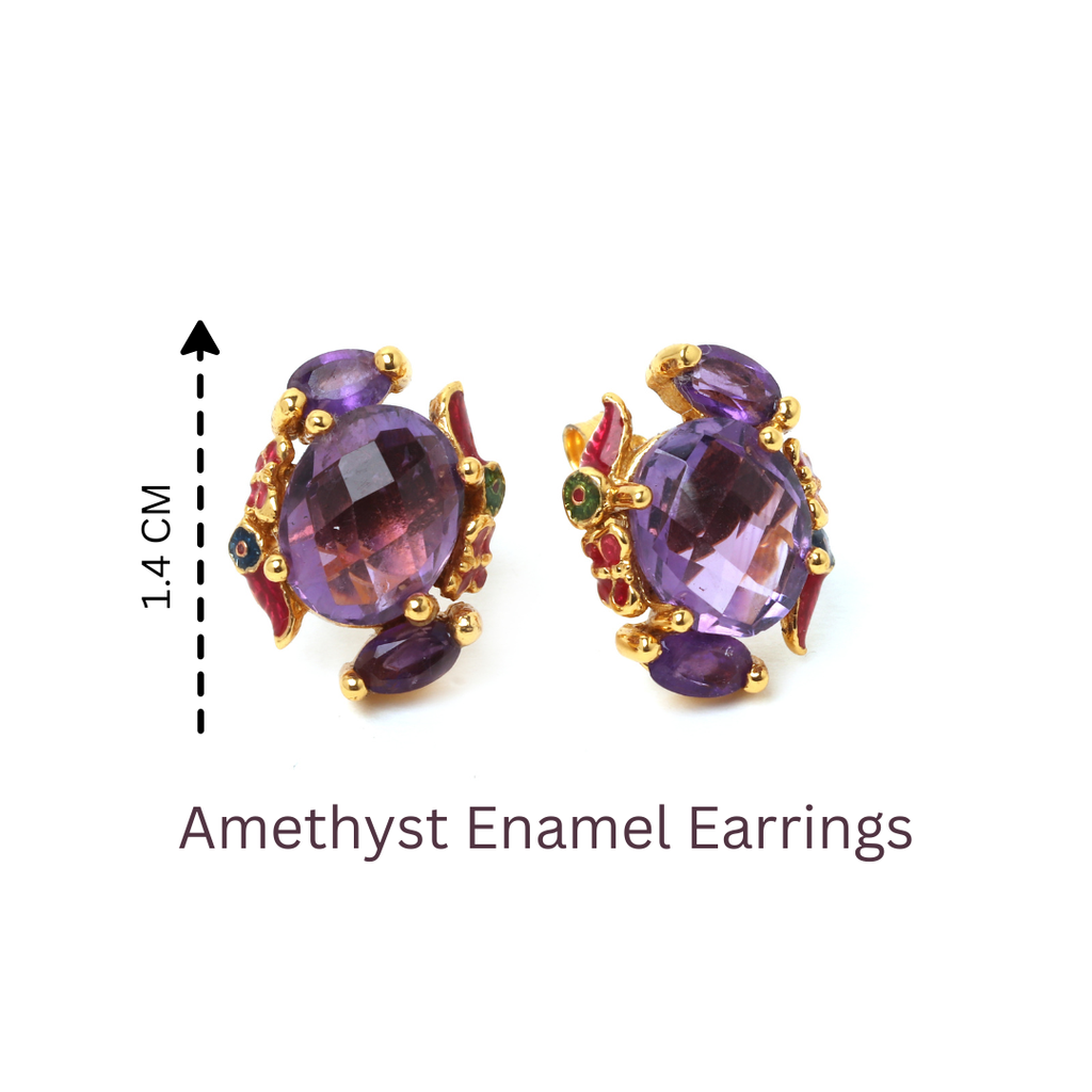 Gold plated sterling silver earrings featuring natural amethyst