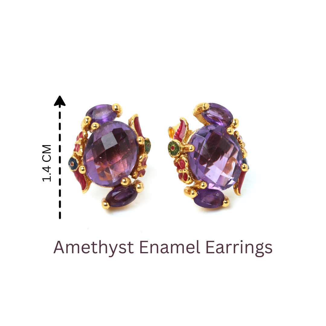 Gold plated sterling silver earrings featuring natural amethyst