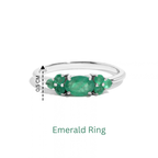 Emerald Seven Stone Cluster Ring in 925 Sterling Silver