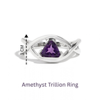 Natural Amethyst Trillion Ring in 925 Sterling Silver