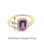 Emerald Cut Amethyst Engagement Ring in 18K Gold-Plated Sterling Silver