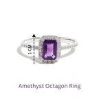 Emerald Cut Amethyst Engagement Ring in 925 Sterling Silver