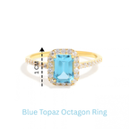 Emerald Cut Blue Topaz Engagement Ring in 18K Gold-Plated Sterling Silver