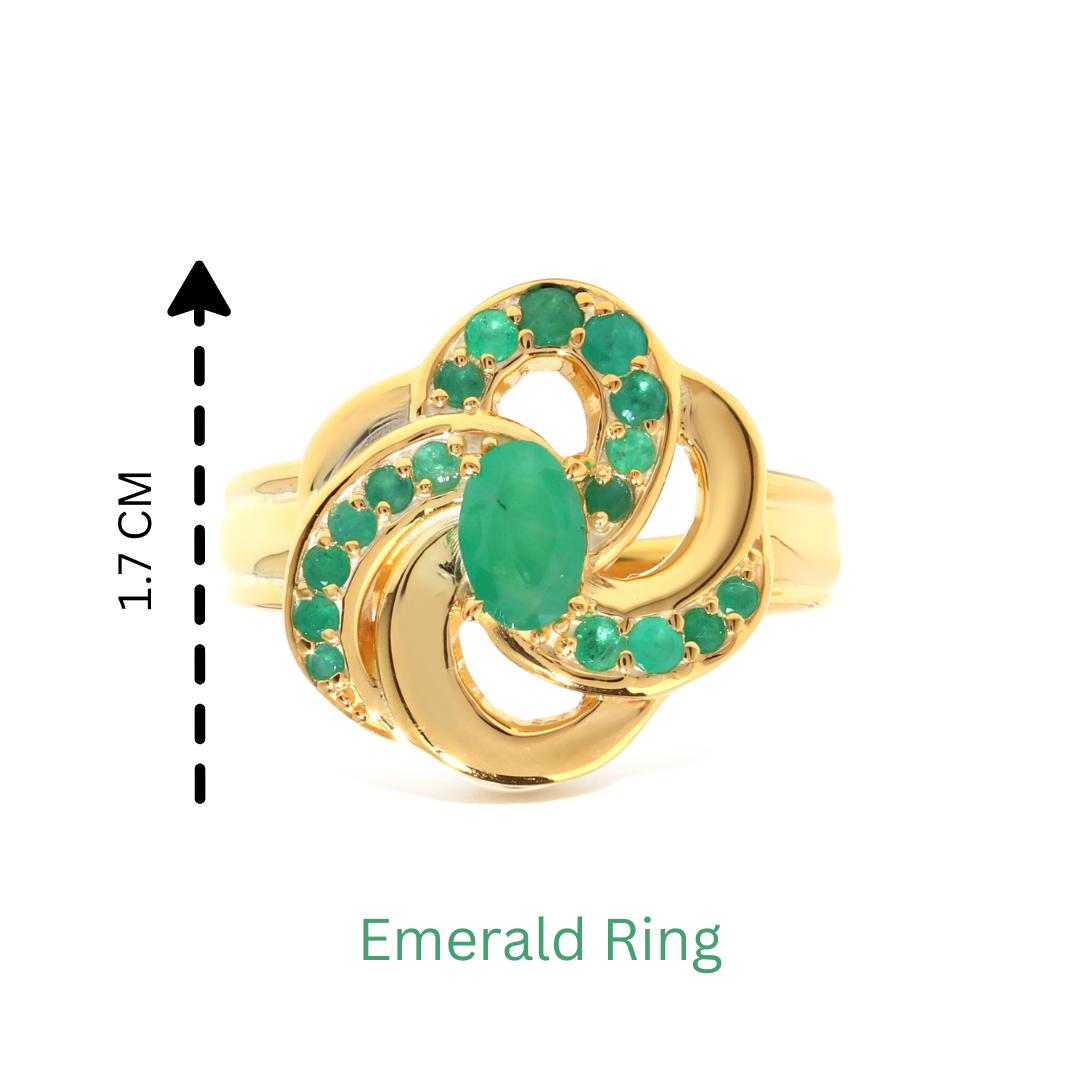 Luxury Emerald Engagement Ring in 18K Gold-Plated Sterling Silver