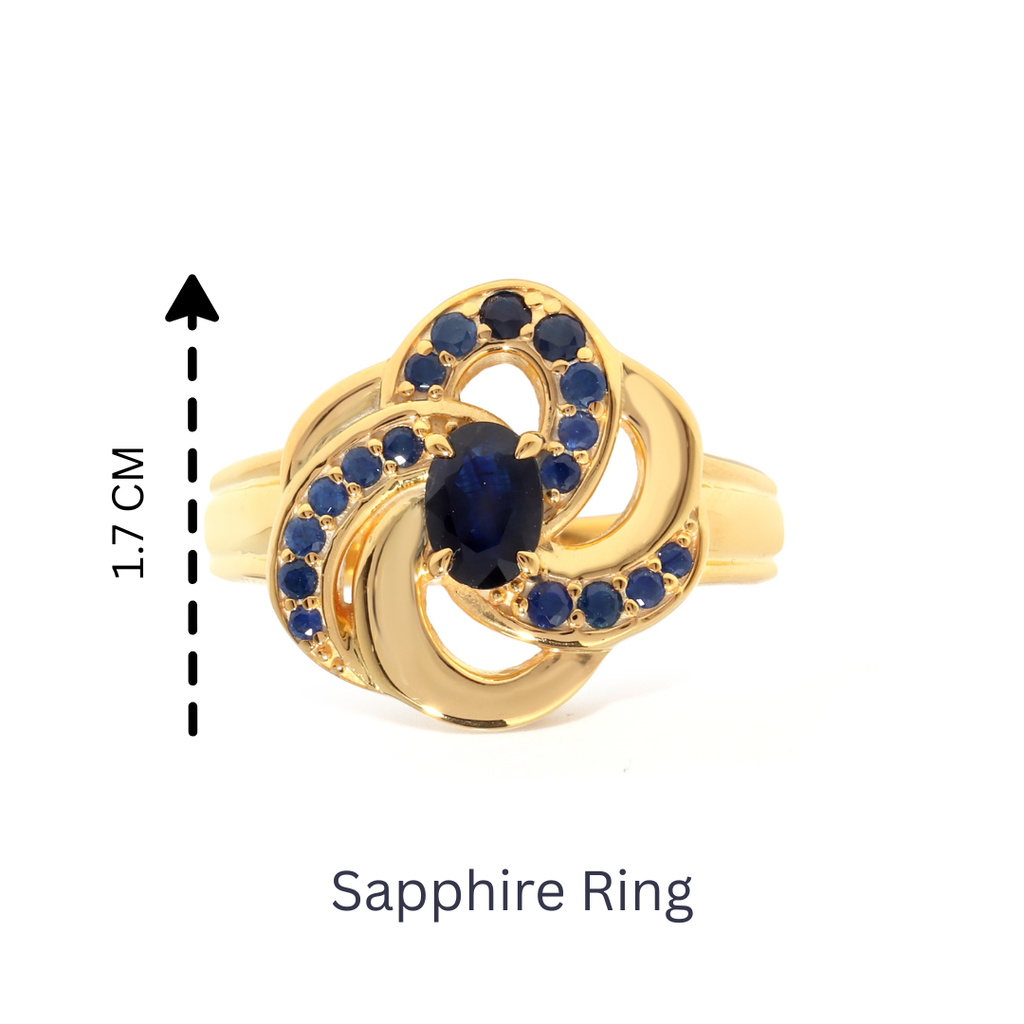 Luxury Blue Sapphire Engagement Ring in 18K Gold-Plated Sterling Silver