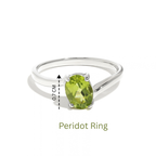 Natural Peridot Oval Solitaire Ring in 925 Sterling Silver