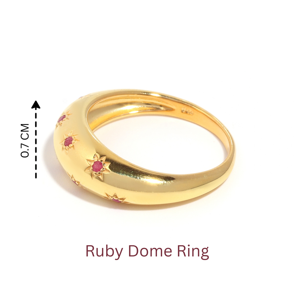 Ruby Dome Ring in 18K Gold-Plated Sterling Silver