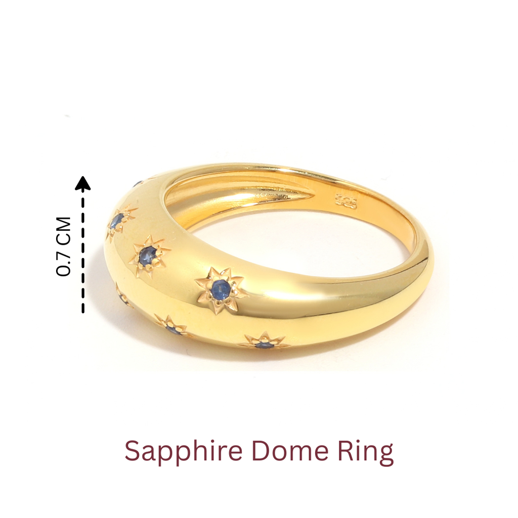 Blue Sapphire Dome Ring in 18K Gold-Plated Sterling Silver