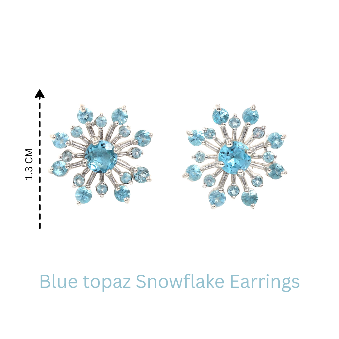 Natural Blue Topaz Stud Earrings in 925 Sterling Silver
