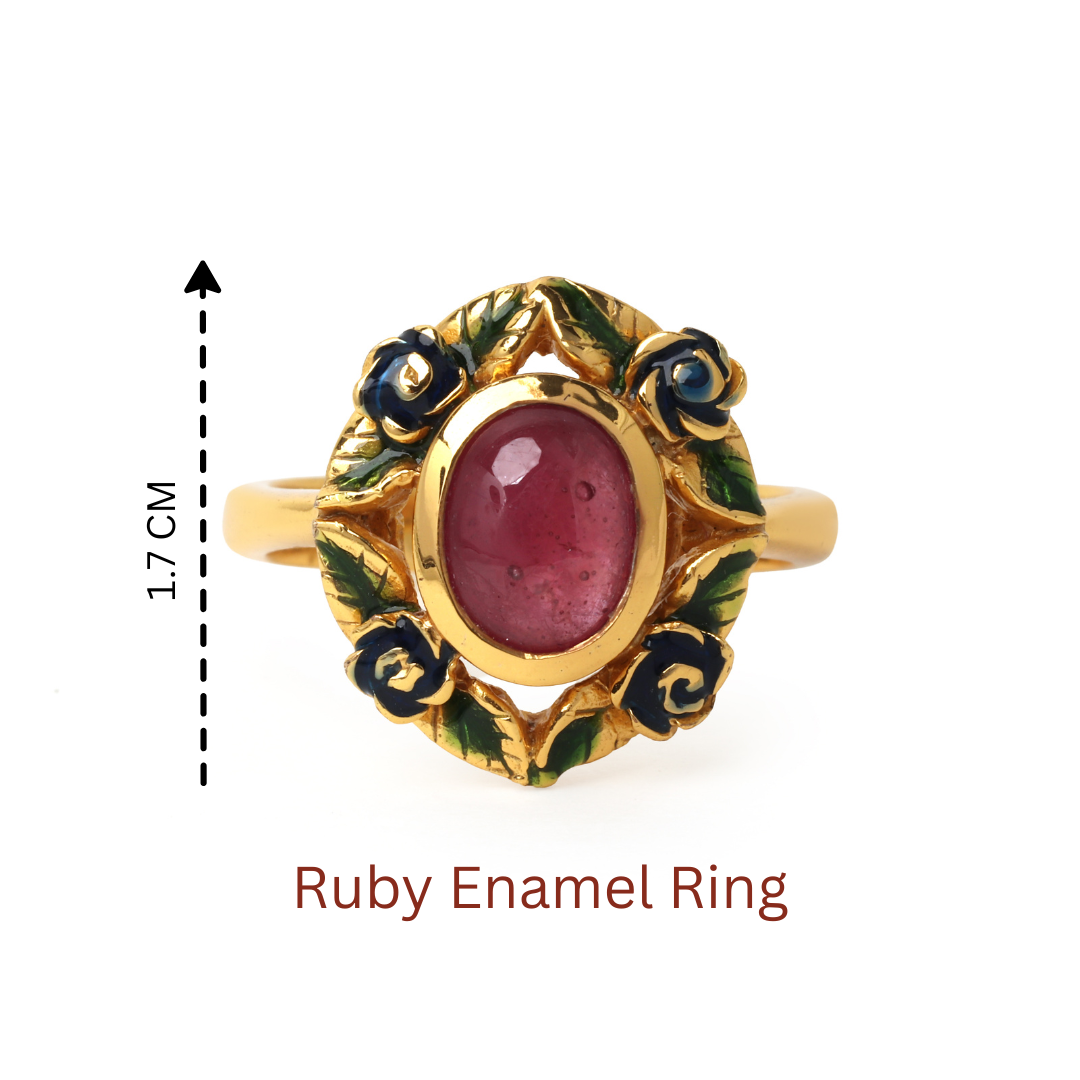 Gold plated sterling silver ruby cocktail ring