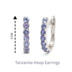 Natural Tanzanite Hoop Earrings in 925 Sterling Silver