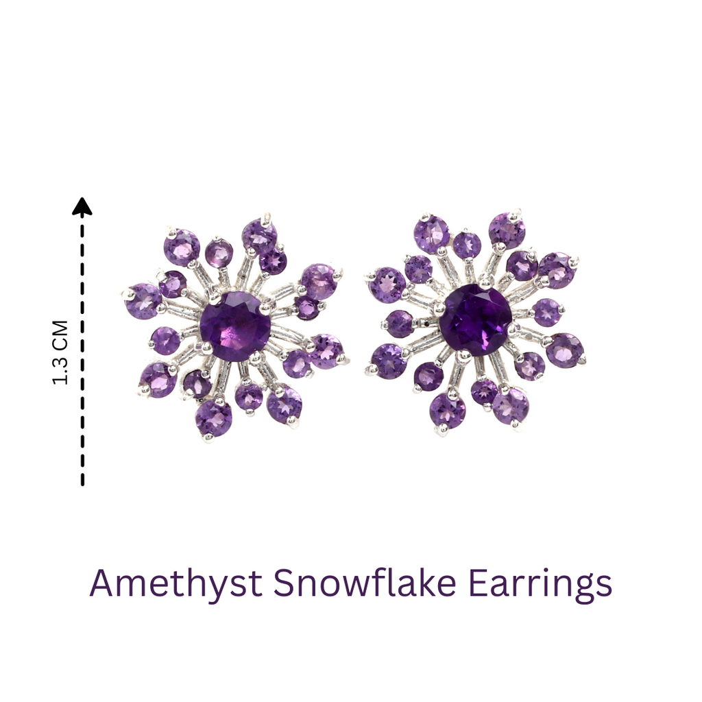 Natural Amethyst Stud Earrings in 925 Sterling Silver