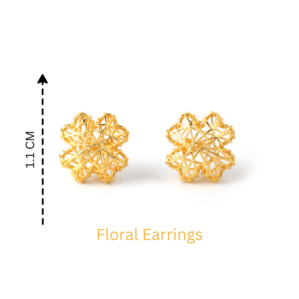 Detailed petal-inspired mesh texture on 925 sterling silver floral earrings
