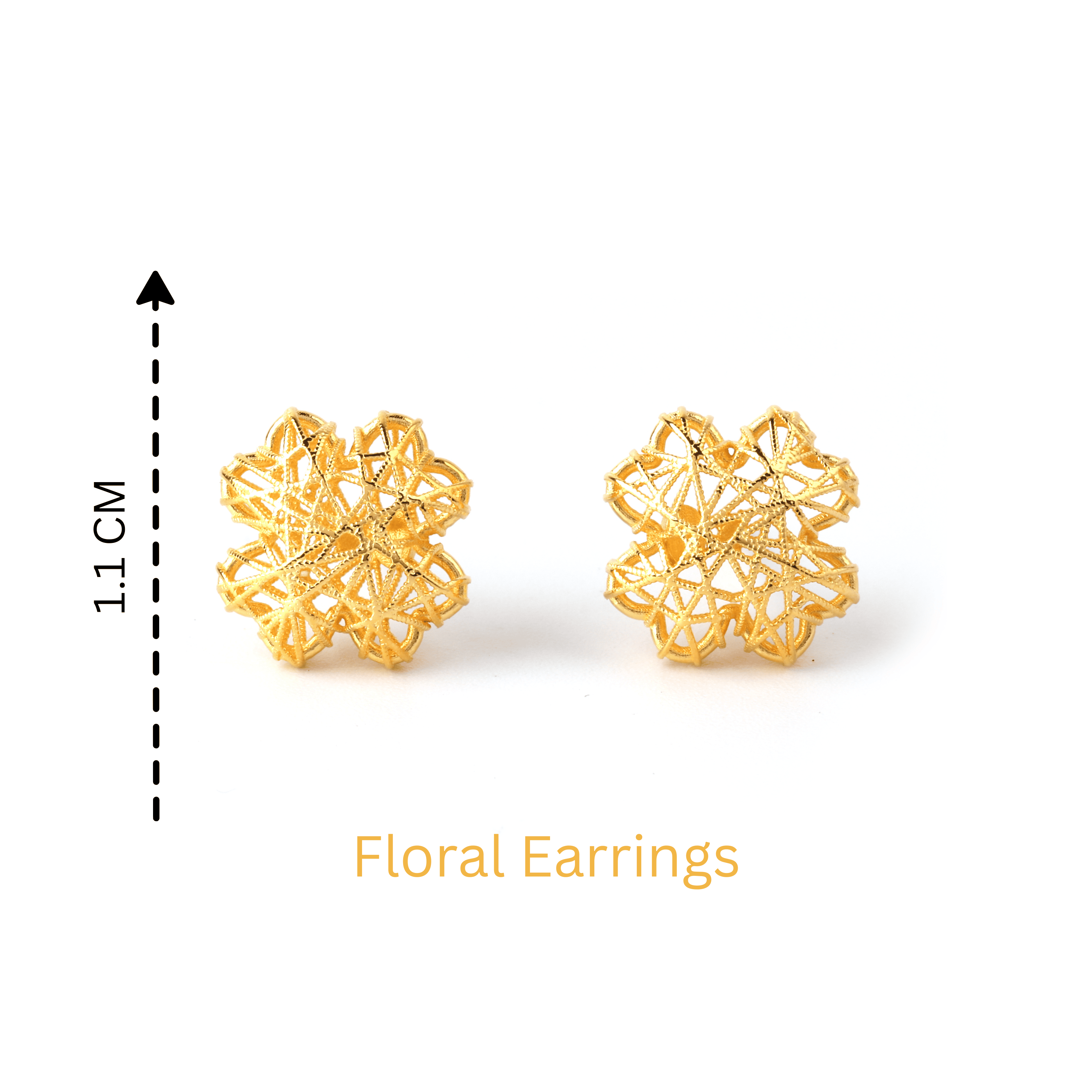 Detailed petal-inspired mesh texture on 925 sterling silver floral earrings