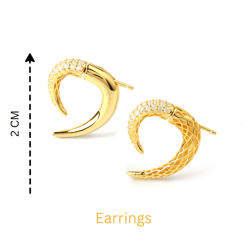 Modern crescent-inspired gold plated sterling silver earrings by Jewelry by Crimson