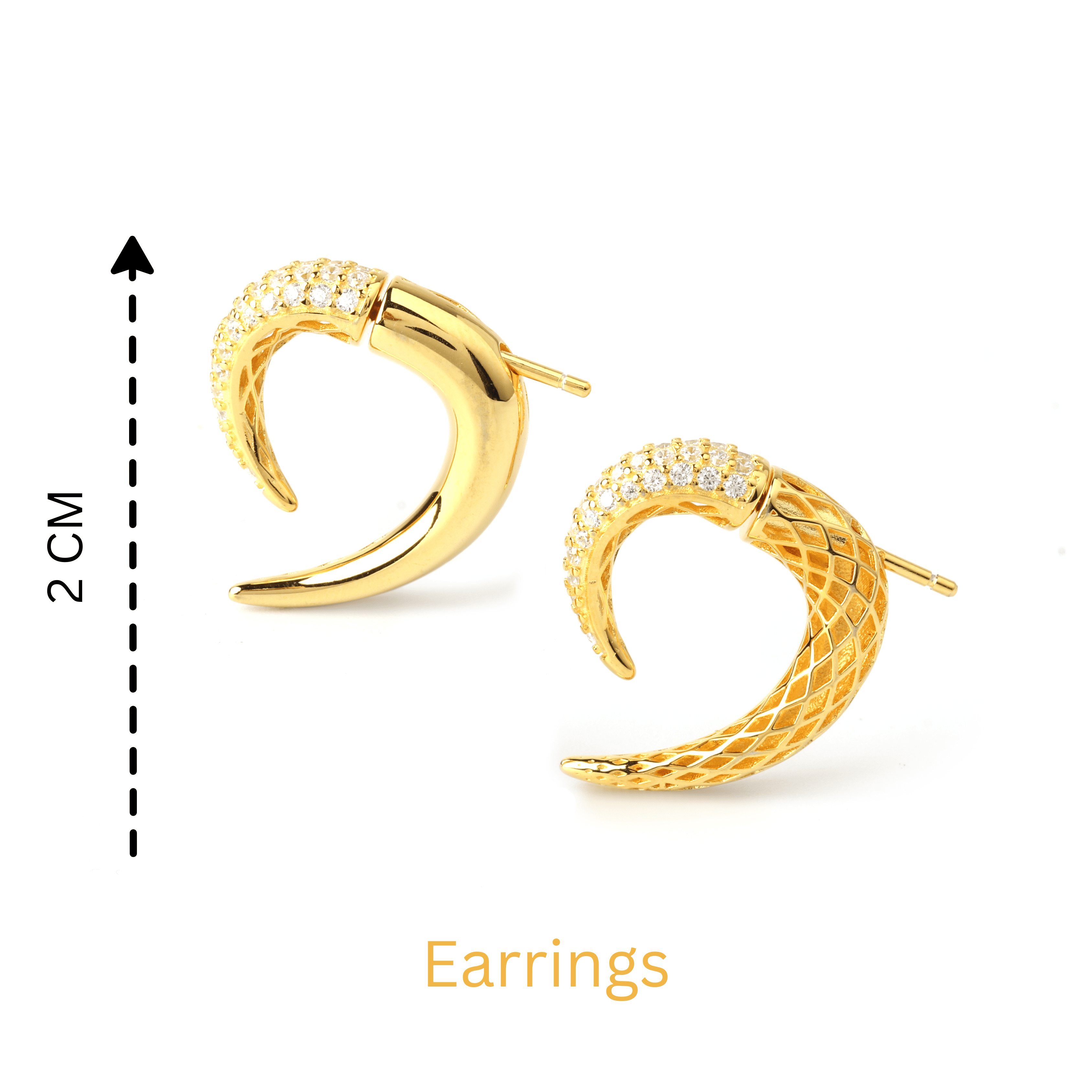 Modern crescent-inspired gold plated sterling silver earrings by Jewelry by Crimson
