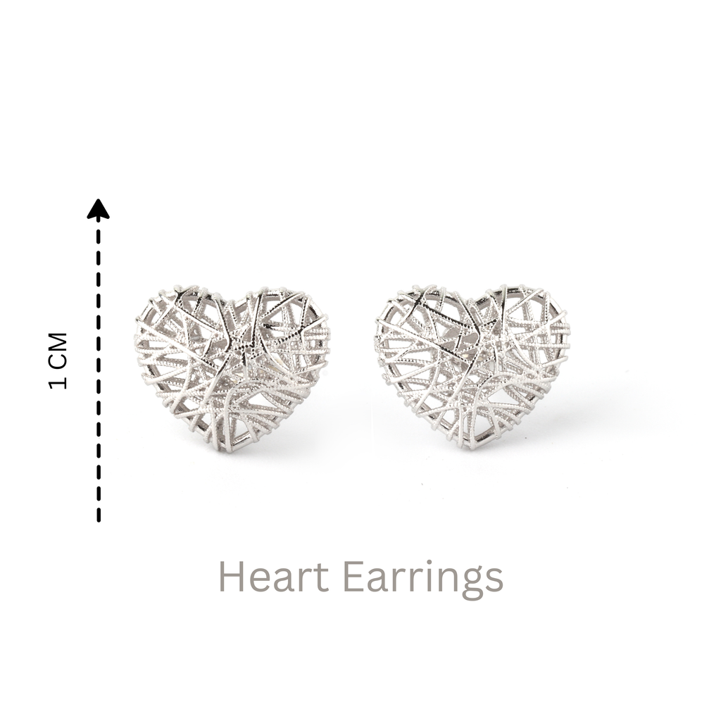 Modern Whisper-inspired heart stud earrings crafted in 925 sterling silver by Jewelry by Crimson