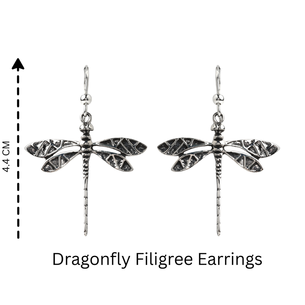 Lightweight silver dragonfly earrings for women