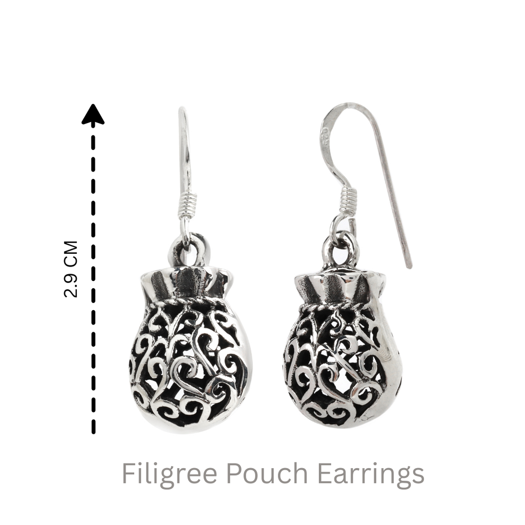 Lightweight silver pouch earrings for everyday styling