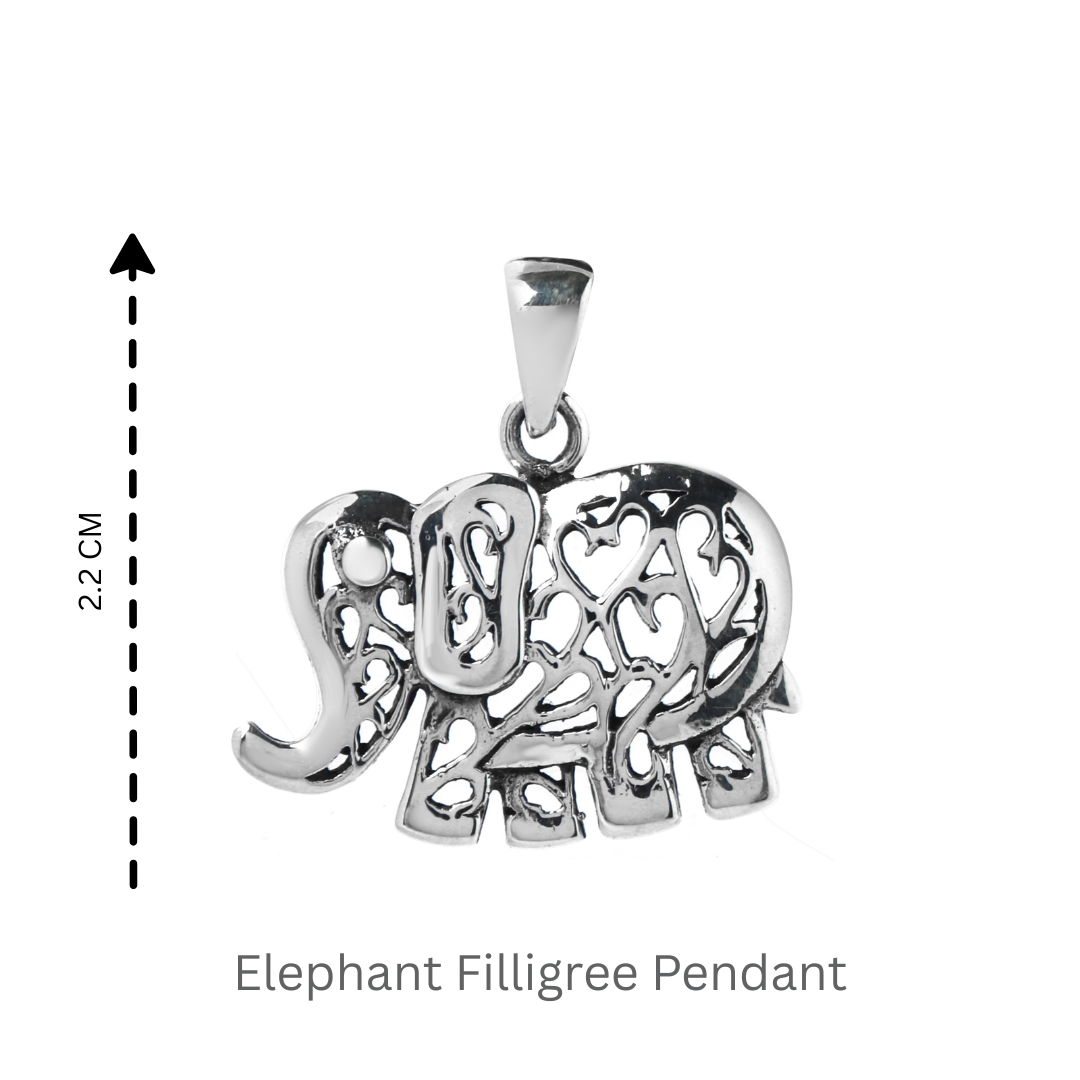 Minimalist elephant jewelry pendant with polished silver finish