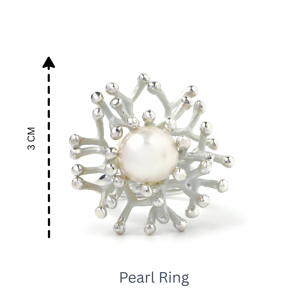 Luxury pearl cocktail ring in sterling silver