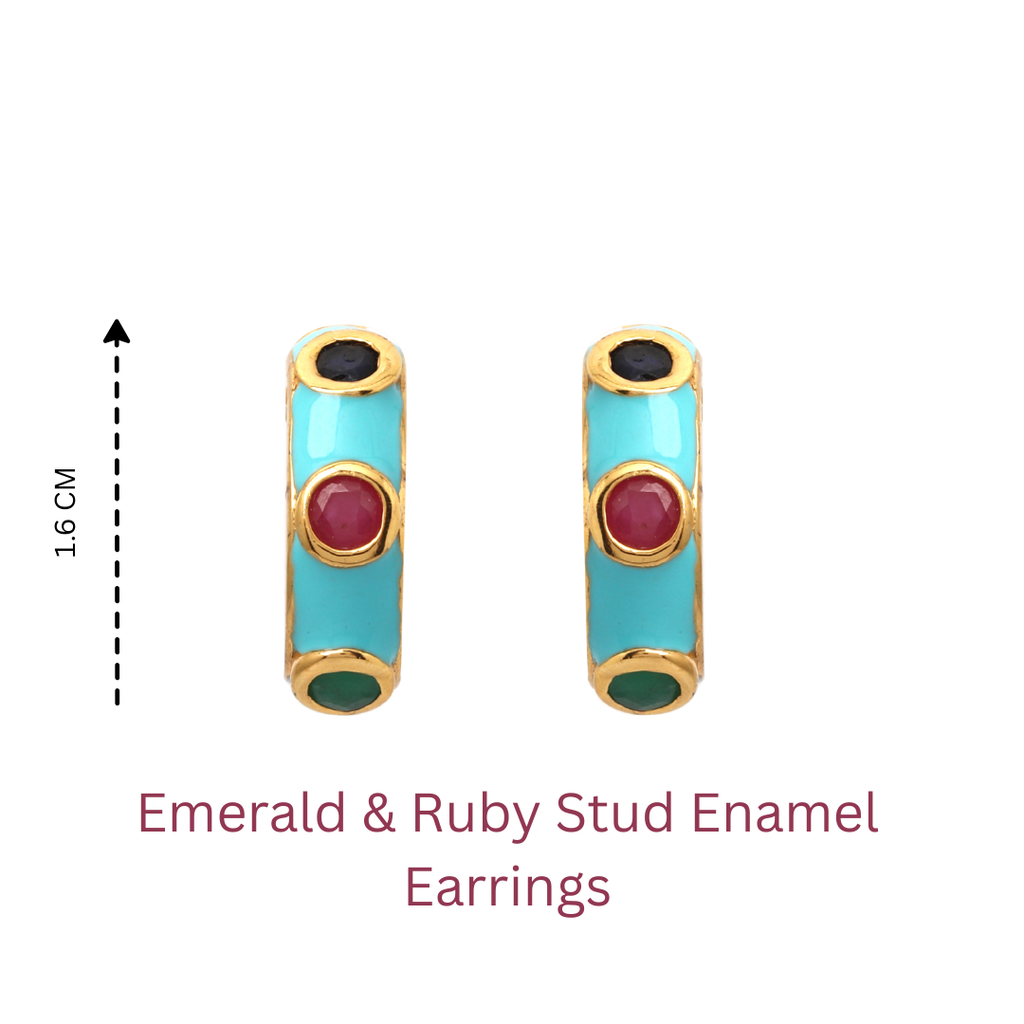 Modern gold plated huggie earrings featuring natural gemstones