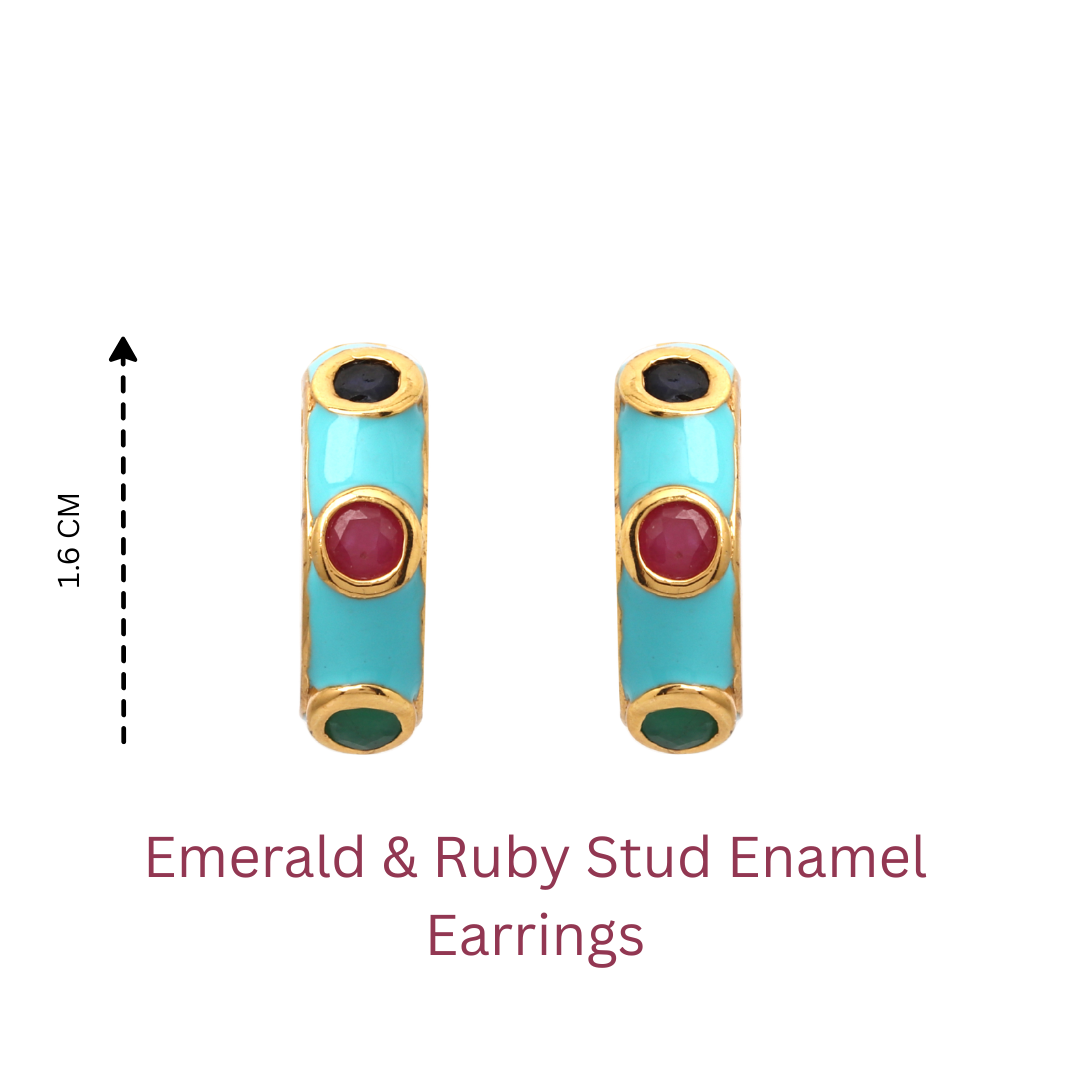 Modern gold plated huggie earrings featuring natural gemstones