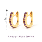 Amethyst Huggie Hoop Earrings in 18K Gold