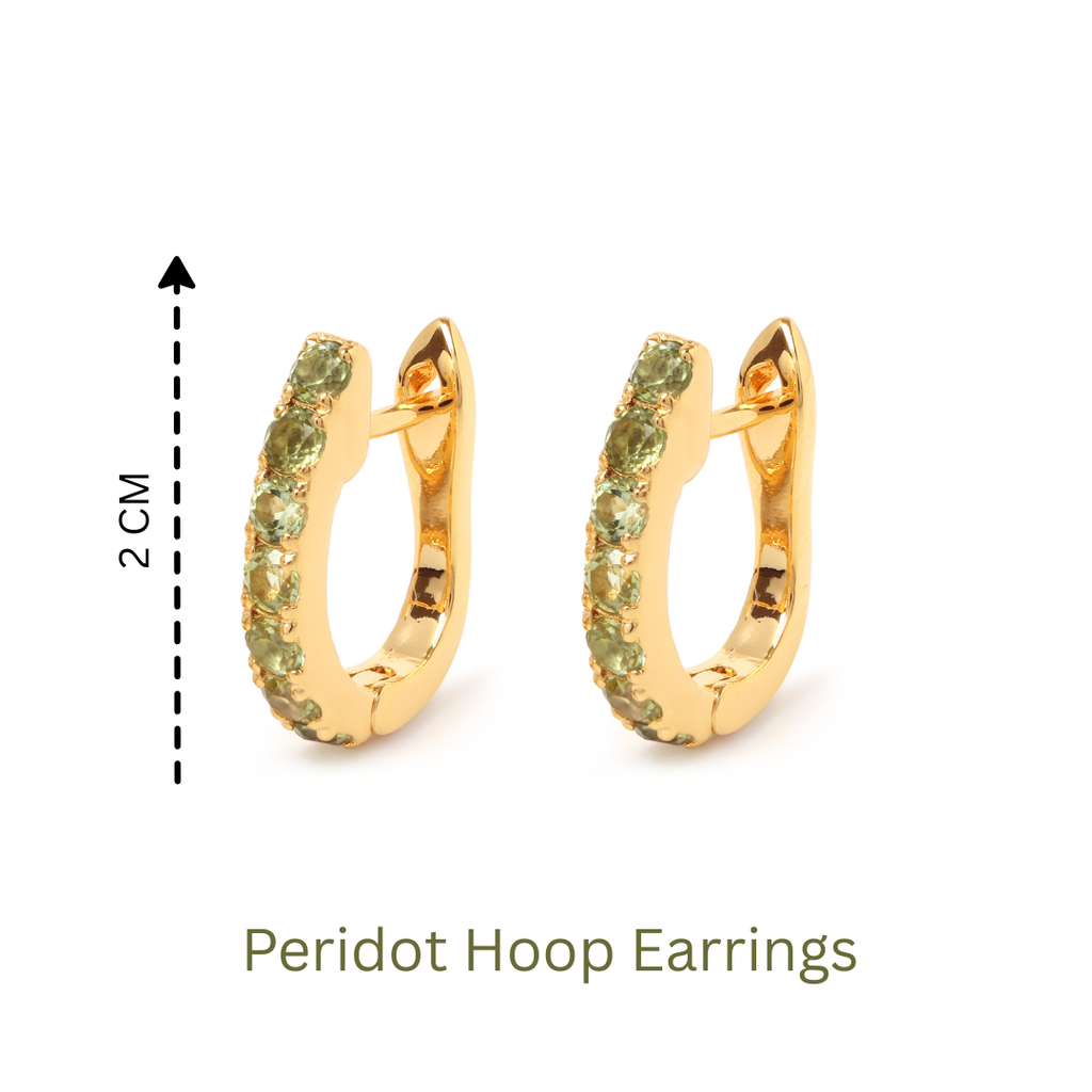 Peridot Huggie Hoop Earrings in 18K Gold