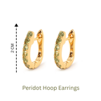 Peridot Huggie Hoop Earrings in 18K Gold