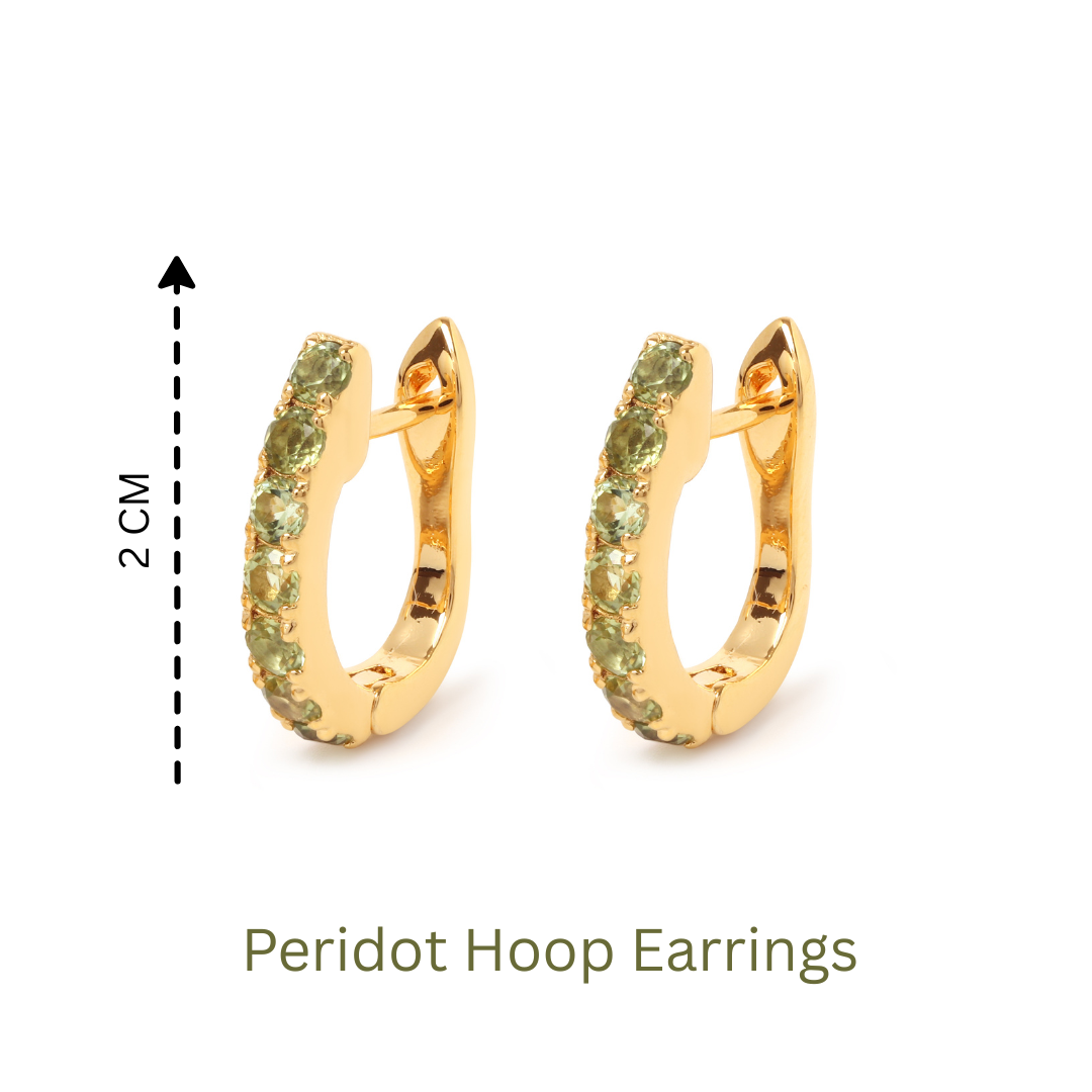 Peridot Huggie Hoop Earrings in 18K Gold