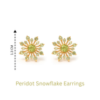 Natural peridot snowflake earrings handcrafted in Bangkok