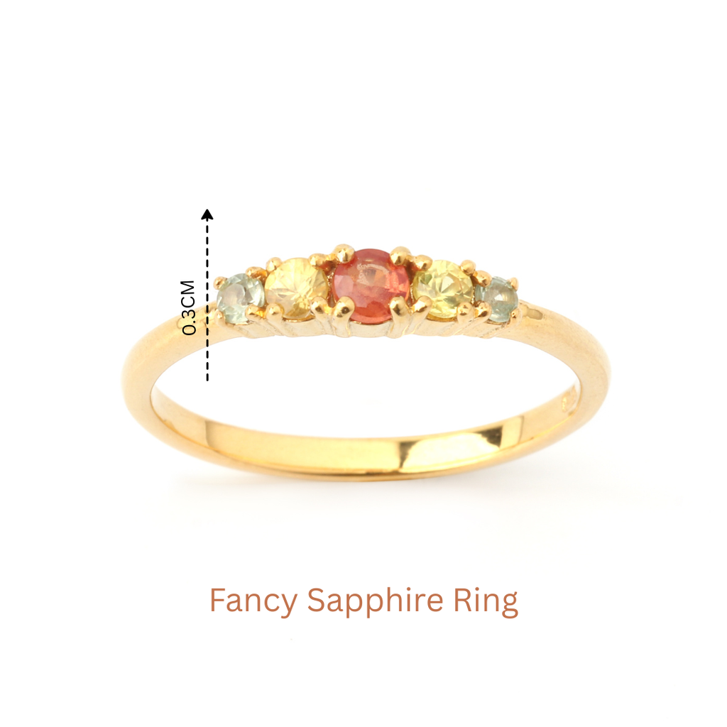Rainbow Fancy Sapphire Five Stone Ring in 18K Gold