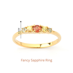 Rainbow Fancy Sapphire Five Stone Ring in 18K Gold