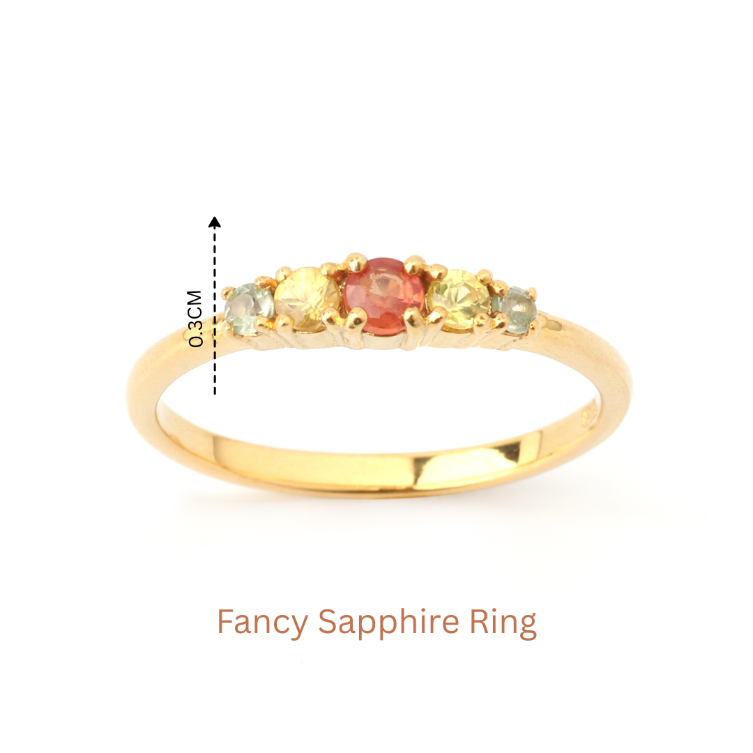 Rainbow Fancy Sapphire Five Stone Ring in 18K Gold