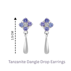 Natural Tanzanite Dangle Drop Earrings in 925 Sterling Silver