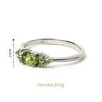 Sterling silver peridot ring with oval green gemstone, handcrafted 925 silver jewelry