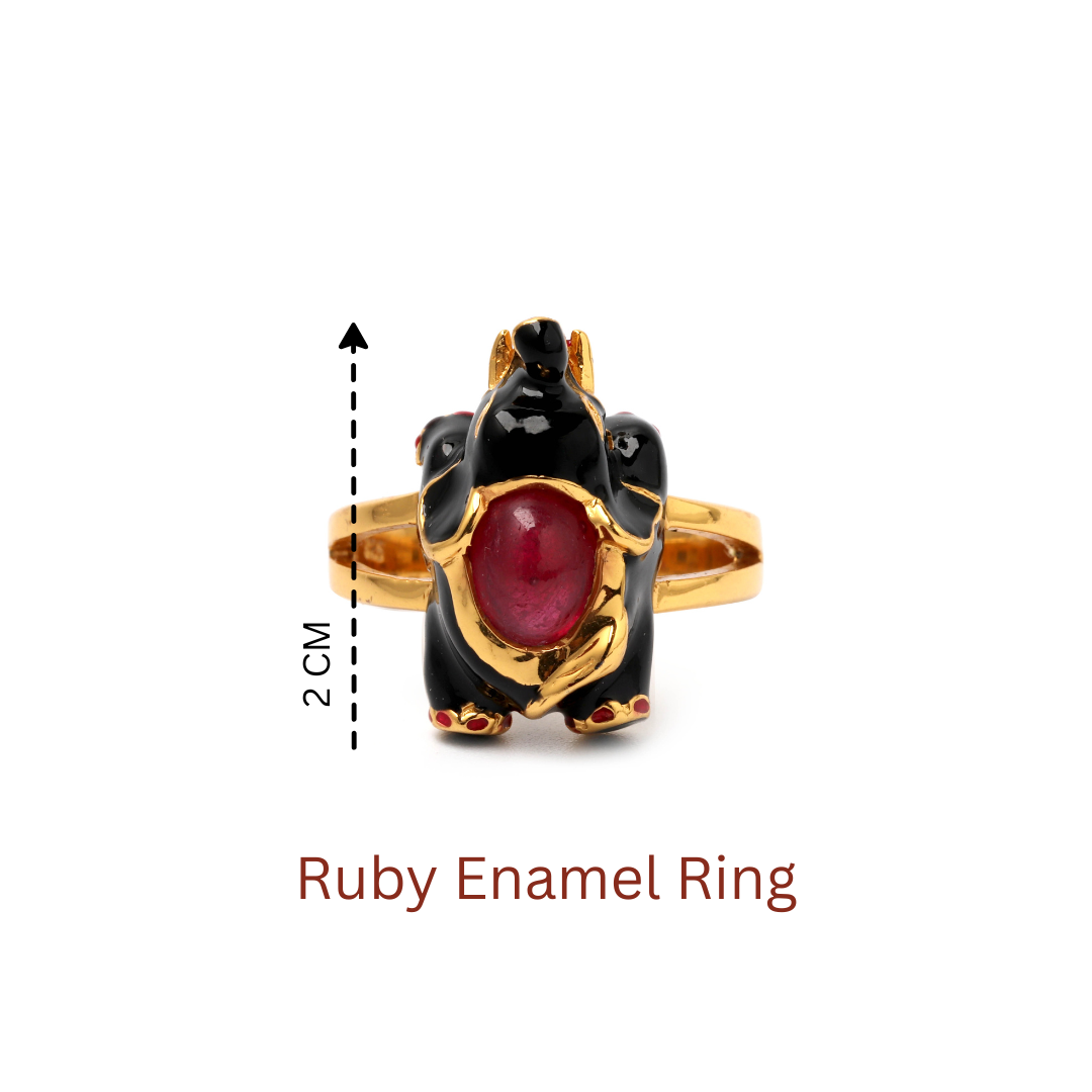 Artisan ruby elephant motif ring handcrafted in Thailand