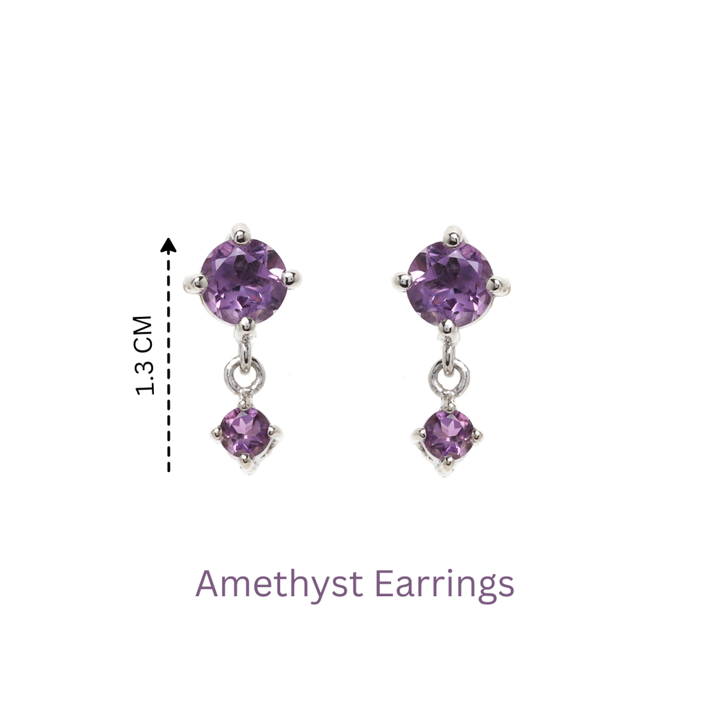 Sterling silver amethyst earrings with modern drop design