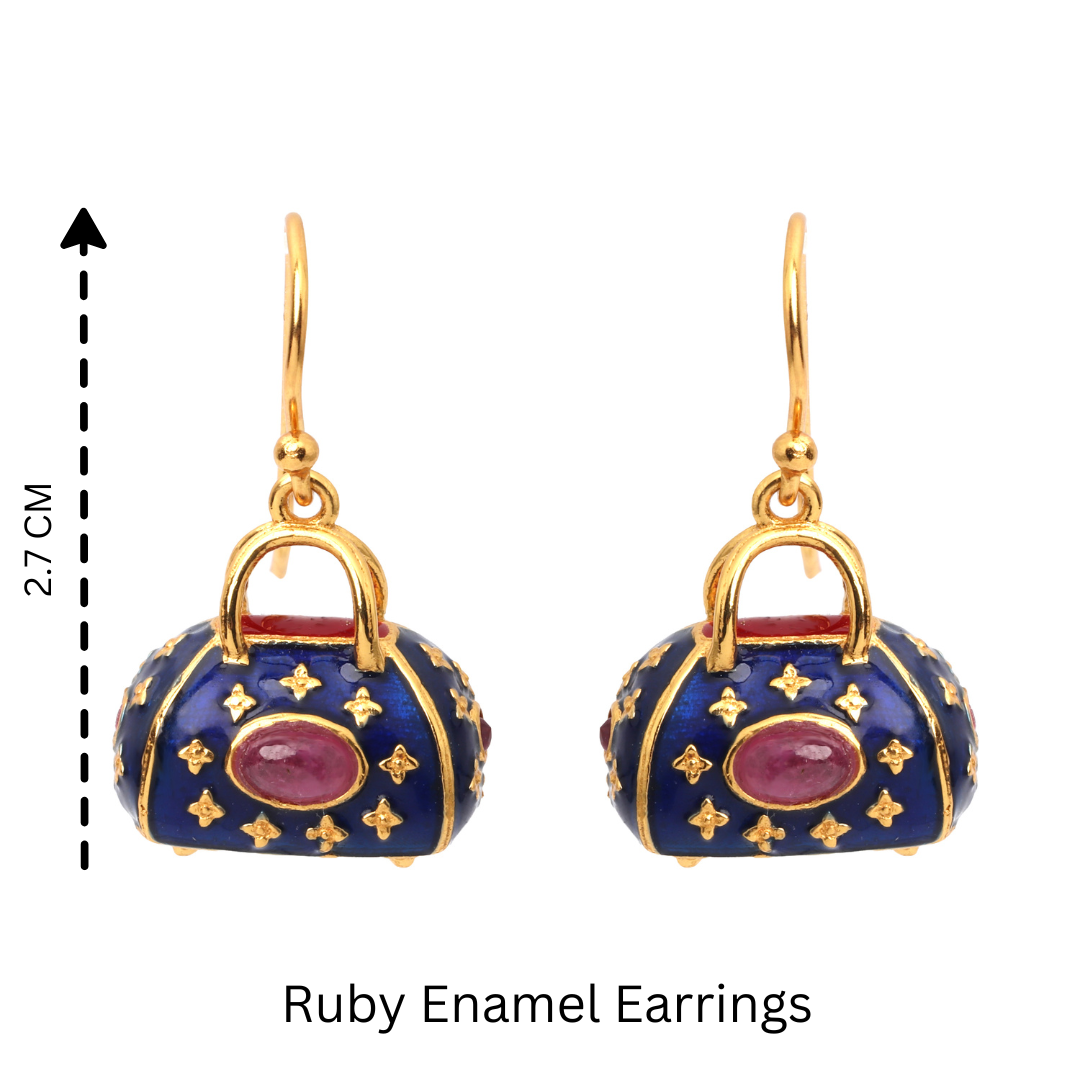 Women's ruby gemstone earrings with 14K gold plated finish