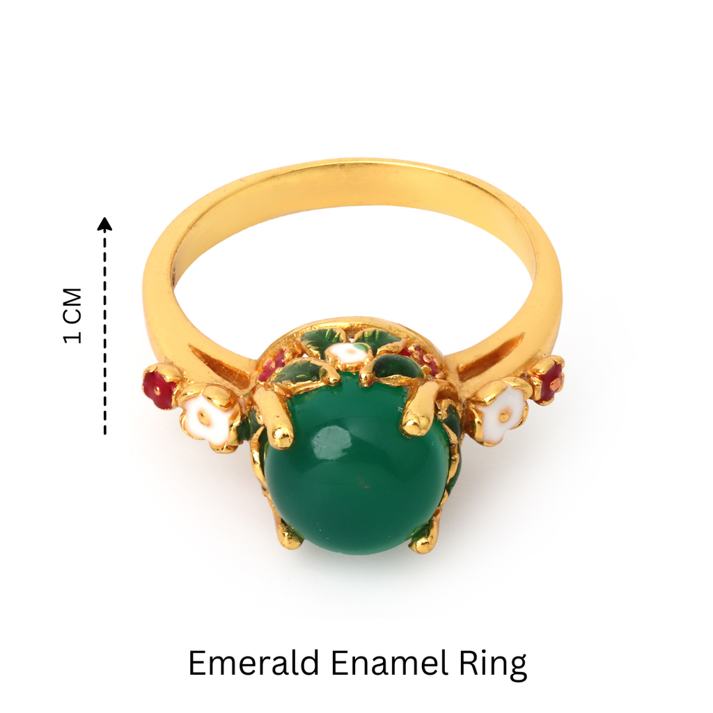 Minimalist emerald ring for women with floral detailing