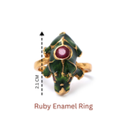 Sterling silver rhino ring with natural ruby centerpiece for women